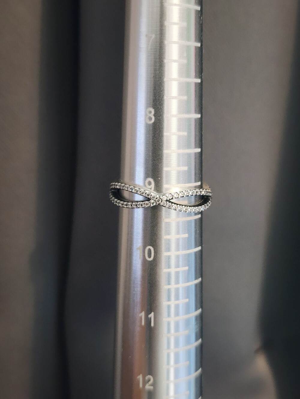 Retired Pandora Sterling Silver Crossing Paths Ring with Clear Zirconia - Picture 7 of 7
